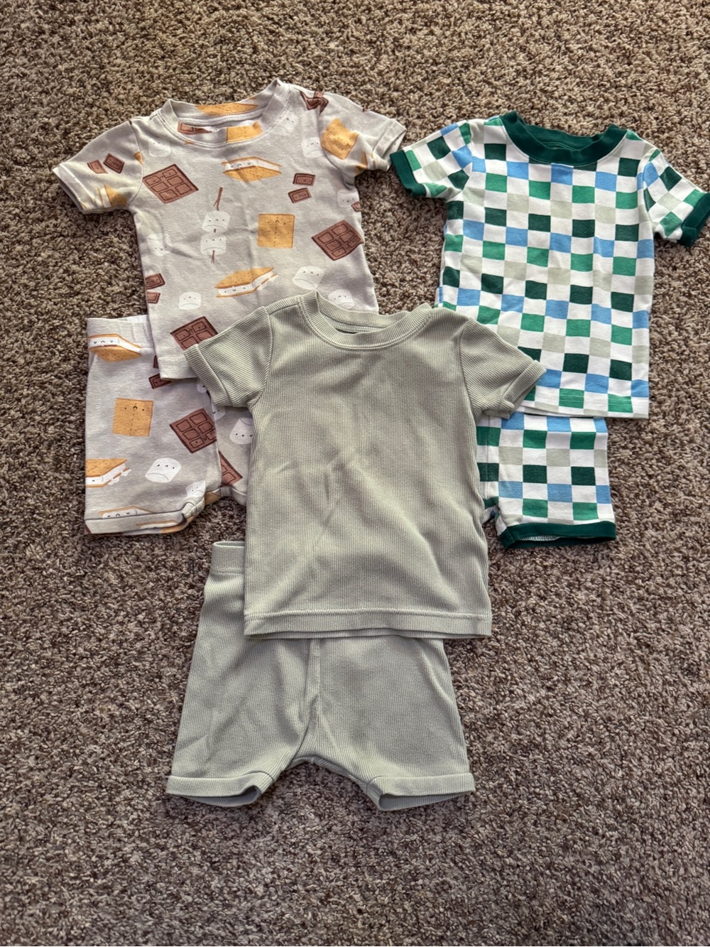 Old Navy Baby Toddler Snug Fit Shorts Pajamas Set Bundle Checkered S’mores